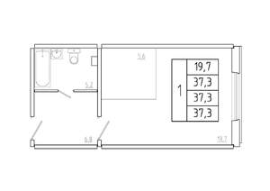 1-к квартира, строящийся дом, 37м2, 1/17 этаж