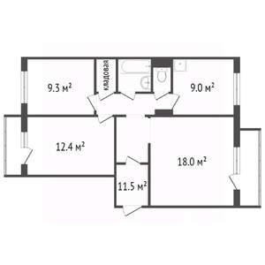 3-к квартира, вторичка, 59м2, 4/5 этаж