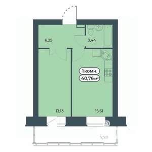 1-к квартира, вторичка, 41м2, 4/9 этаж