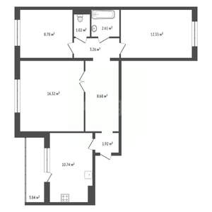 3-к квартира, вторичка, 70м2, 12/16 этаж