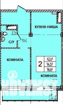 2-к квартира, строящийся дом, 57м2, 3/15 этаж