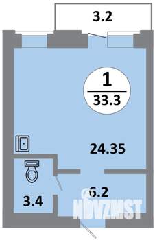1-к квартира, строящийся дом, 34м2, 12/14 этаж