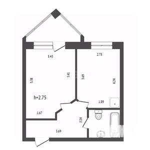 1-к квартира, вторичка, 37м2, 2/19 этаж