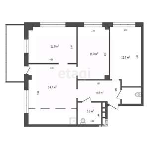 4-к квартира, вторичка, 70м2, 6/19 этаж