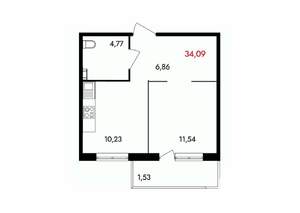 1-к квартира, вторичка, 34м2, 6/18 этаж