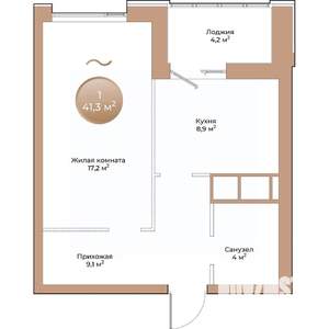 1-к квартира, строящийся дом, 41м2, 3/24 этаж