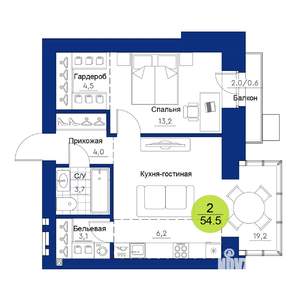 2-к квартира, вторичка, 55м2, 3/17 этаж