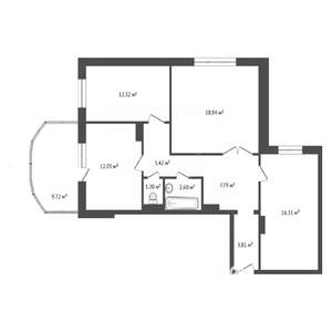 3-к квартира, вторичка, 80м2, 13/16 этаж