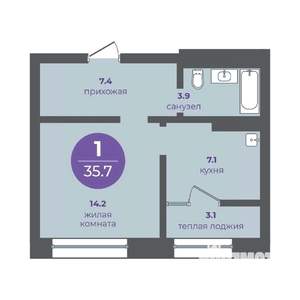 1-к квартира, вторичка, 36м2, 9/13 этаж