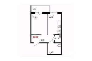 1-к квартира, вторичка, 38м2, 17/18 этаж