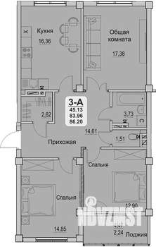 3-к квартира, вторичка, 85м2, 3/15 этаж