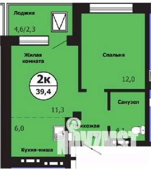2-к квартира, строящийся дом, 39м2, 3/19 этаж