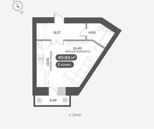 1-к квартира, вторичка, 41м2, 2/16 этаж