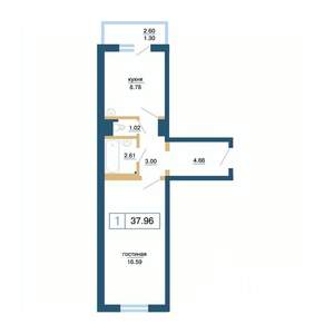 1-к квартира, вторичка, 38м2, 2/17 этаж