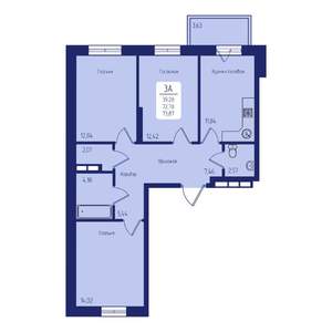 3-к квартира, вторичка, 74м2, 2/9 этаж