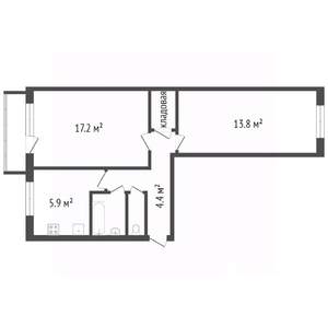 2-к квартира, вторичка, 45м2, 5/5 этаж