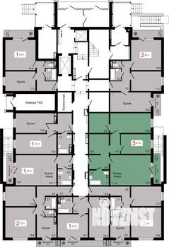 3-к квартира, строящийся дом, 88м2, 1/17 этаж