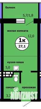 Студия квартира, сданный дом, 27м2, 5/9 этаж