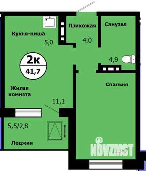 2-к квартира, сданный дом, 41м2, 8/19 этаж
