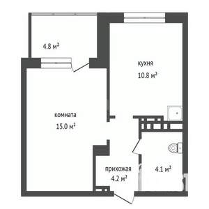 1-к квартира, вторичка, 33м2, 12/19 этаж