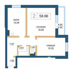 2-к квартира, строящийся дом, 59м2, 10/17 этаж