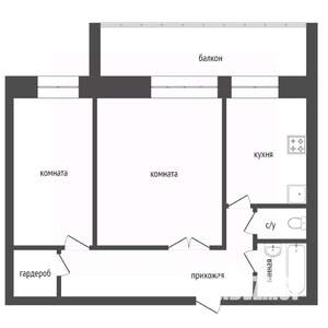 2-к квартира, вторичка, 51м2, 6/10 этаж