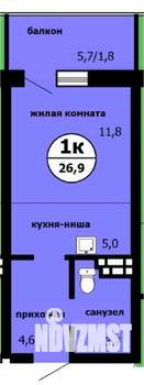 Студия квартира, сданный дом, 26м2, 7/9 этаж