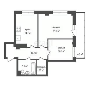 2-к квартира, вторичка, 63м2, 20/25 этаж
