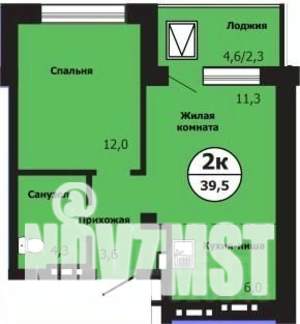 2-к квартира, строящийся дом, 40м2, 1/19 этаж