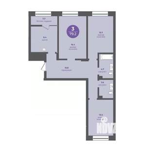 3-к квартира, вторичка, 79м2, 2/24 этаж