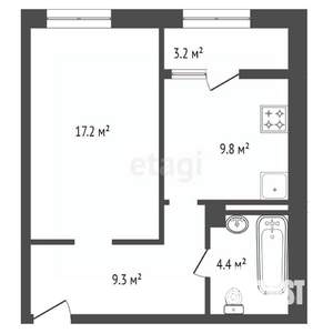 1-к квартира, сданный дом, 24м2, 4/24 этаж