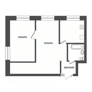 2-к квартира, вторичка, 41м2, 4/5 этаж