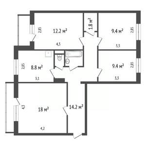 4-к квартира, вторичка, 79м2, 4/9 этаж