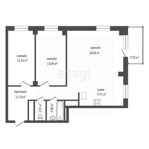 2-к квартира, вторичка, 71м2, 15/25 этаж