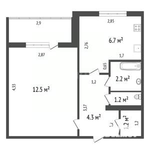 1-к квартира, вторичка, 28м2, 8/9 этаж