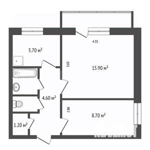2-к квартира, вторичка, 39м2, 6/9 этаж
