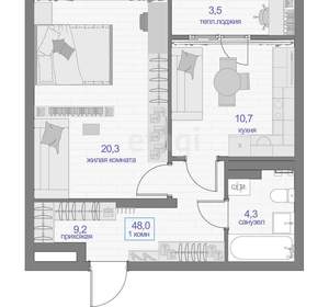 1-к квартира, вторичка, 48м2, 3/24 этаж