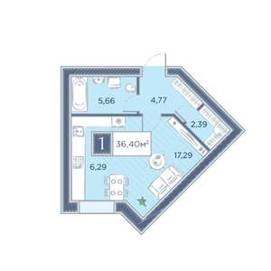 1-к квартира, вторичка, 36м2, 3/8 этаж