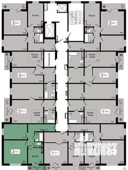 2-к квартира, строящийся дом, 54м2, 1/17 этаж