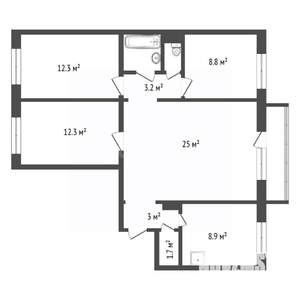 4-к квартира, вторичка, 79м2, 3/10 этаж