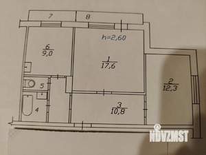 2-к квартира, вторичка, 53м2, 3/9 этаж