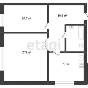 2-к квартира, вторичка, 53м2, 1/10 этаж