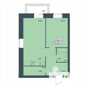 2-к квартира, вторичка, 61м2, 3/9 этаж