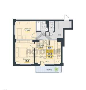 3-к квартира, вторичка, 64м2, 4/25 этаж