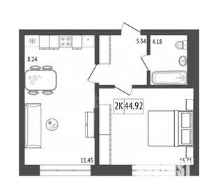 2-к квартира, вторичка, 45м2, 5/17 этаж