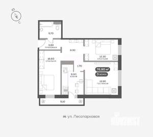 3-к квартира, вторичка, 77м2, 9/17 этаж