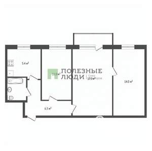 3-к квартира, вторичка, 57м2, 2/5 этаж