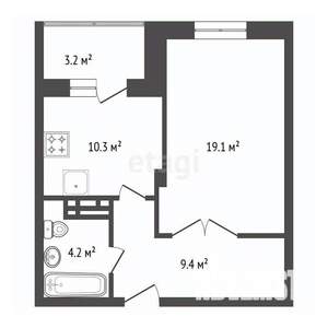 1-к квартира, вторичка, 44м2, 16/17 этаж