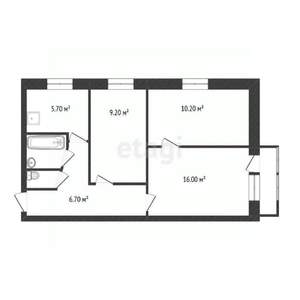 3-к квартира, вторичка, 59м2, 2/5 этаж