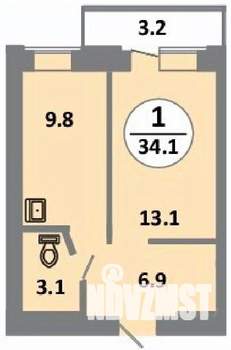 1-к квартира, строящийся дом, 35м2, 10/14 этаж